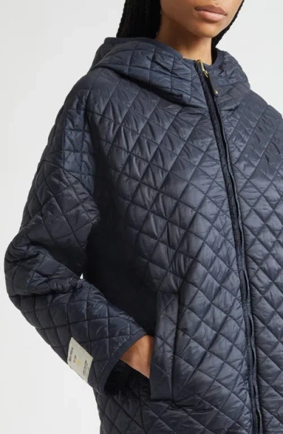 Max Mara Diamond-patterned Quilted Jacket With High Collar In Blue