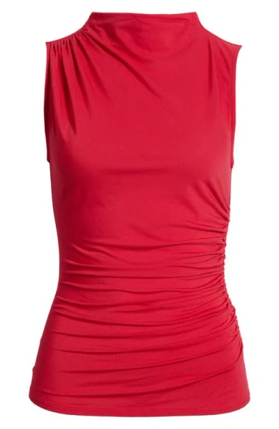 Rails Christen Ruched Mock Neck Top In Red