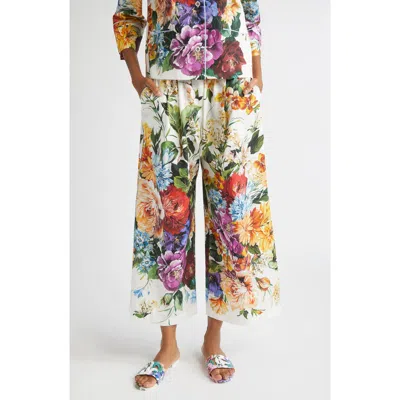 Dolce & Gabbana Flower Bouquet-print Poplin Trousers In Multi