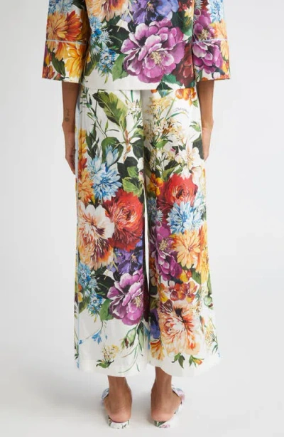 Dolce & Gabbana Flower Bouquet-print Poplin Trousers In Multi