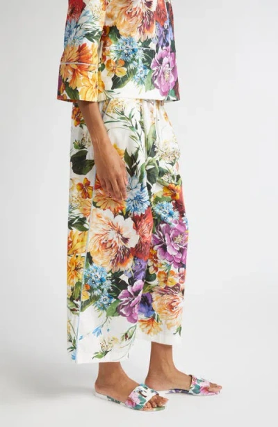Dolce & Gabbana Flower Bouquet-print Poplin Trousers In Multi