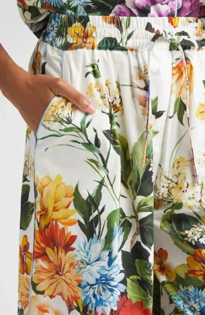 Dolce & Gabbana Flower Bouquet-print Poplin Trousers In Multi