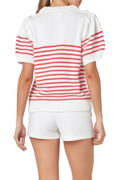 English Factory Stripe Short Sleeve Cotton Sweater
