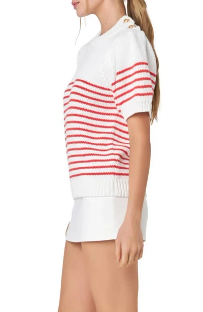 English Factory Stripe Short Sleeve Cotton Sweater