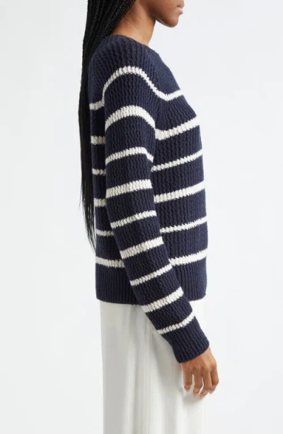 Vince Rib Stripe Crewneck Sweater