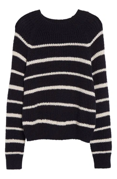 Vince Rib Stripe Crewneck Sweater