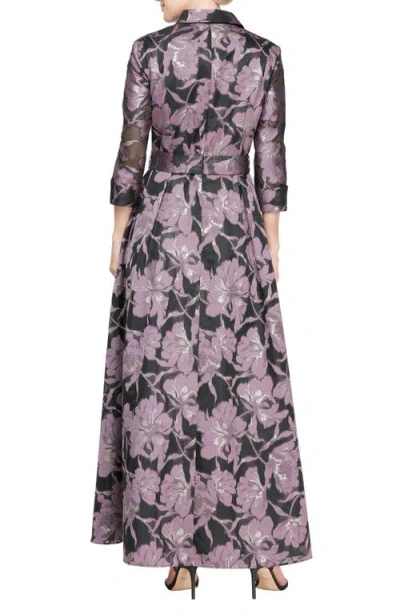 Alex Apparel Metallic Floral A-line Gown