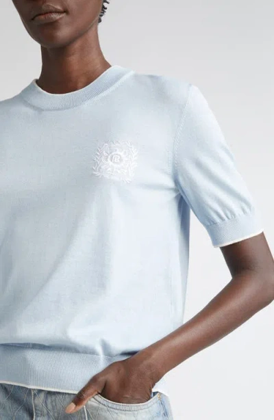 Balmain Embroidered Logo Tipped Silk & Cotton Sweater