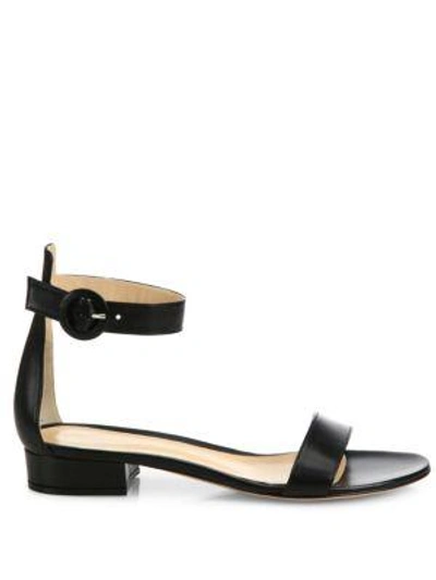 Shop Gianvito Rossi Leather Ankle-strap Flat Sandals In Black