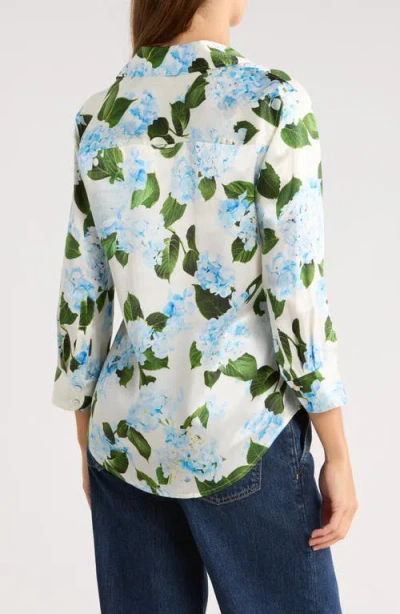 L Agence L'agence Dani Floral Three-quarter Sleeve Silk Button-up Shirt