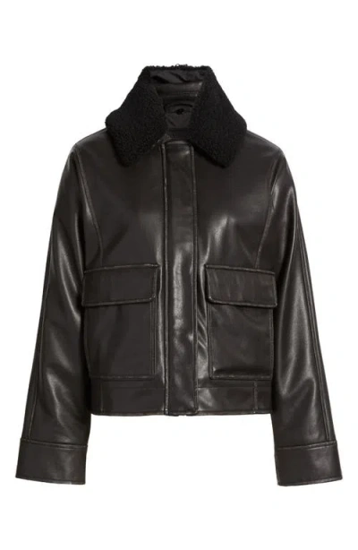 Levi's Faux Leather Aviator Jacket With High Pile Fleece Collar