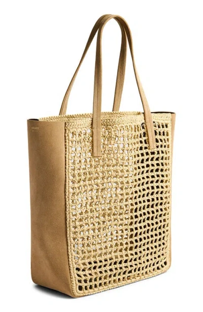 Khaite Small Zoe Woven Raffia & Suede Tote