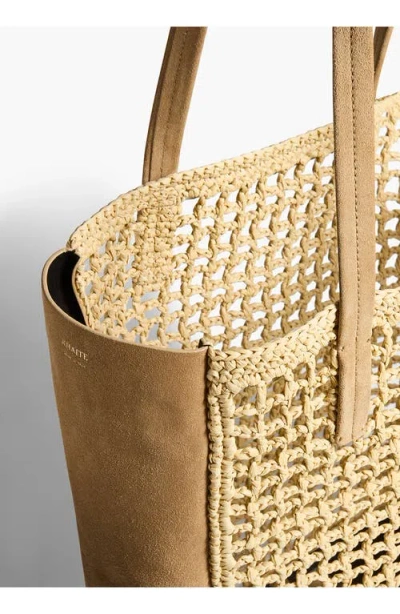 Khaite Small Zoe Woven Raffia & Suede Tote