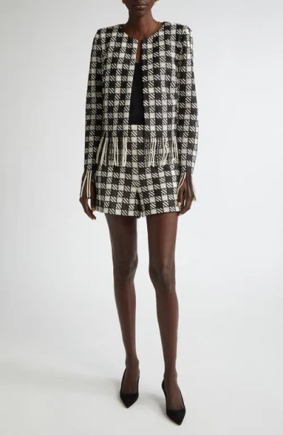 Oscar De La Renta Check High Waist Shorts