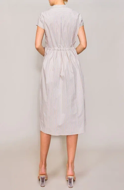 Melloday Stripe Poplin Midi Dress In Gray