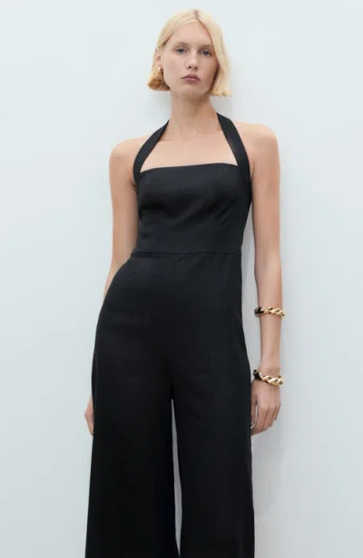Mango Halter Linen Jumpsuit