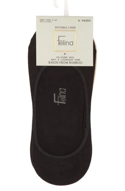 Felina Assorted 6-pack Liner Socks In Blue