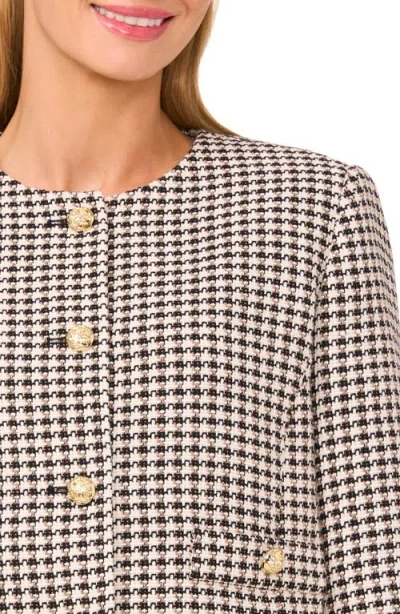 Cece Princess Seam Tweed Jacket In Brown