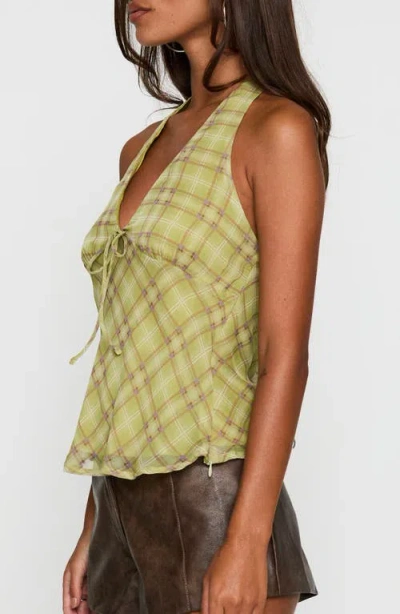 Princess Polly Amalthea Check Halter Top In Yellow