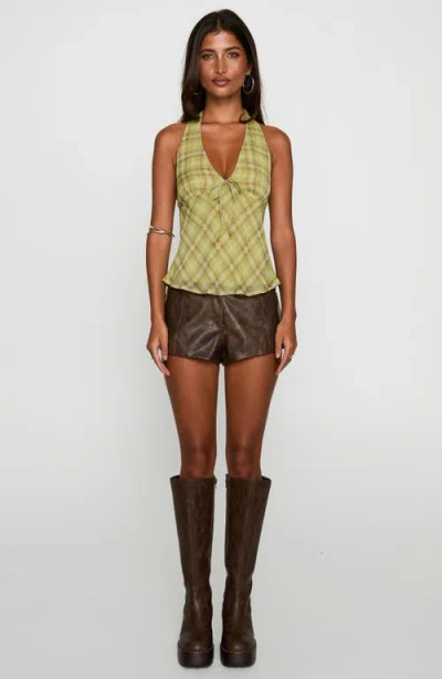 Princess Polly Amalthea Check Halter Top In Yellow