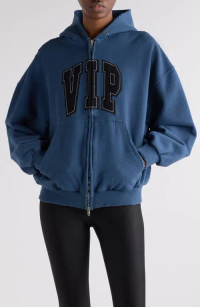Balenciaga Cotton Sweatshirt With Front Pockets And Hood In Blue