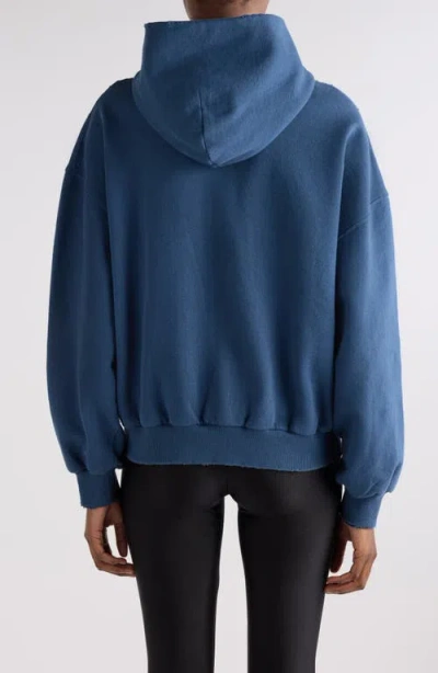 Balenciaga Cotton Sweatshirt With Front Pockets And Hood In Blue