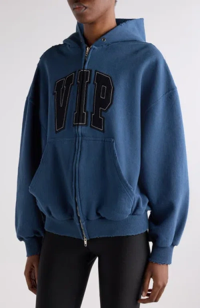 Balenciaga Cotton Sweatshirt With Front Pockets And Hood In Blue