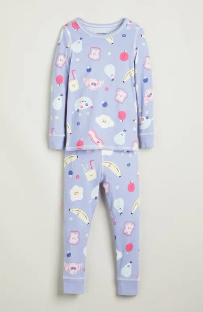 Nordstrom Kids' Print Fitted Cotton Two-piece Pajama Set In Blue
