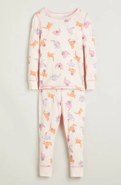 Nordstrom Kids' Print Fitted Cotton Two-piece Pajama Set In Nude