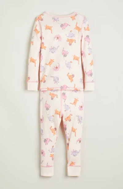 Nordstrom Kids' Print Fitted Cotton Two-piece Pajama Set In Nude