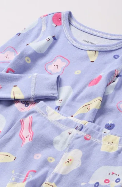 Nordstrom Kids' Print Fitted Cotton Two-piece Pajama Set In Blue