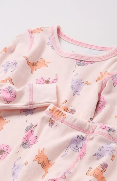 Nordstrom Kids' Print Fitted Cotton Two-piece Pajama Set In Nude