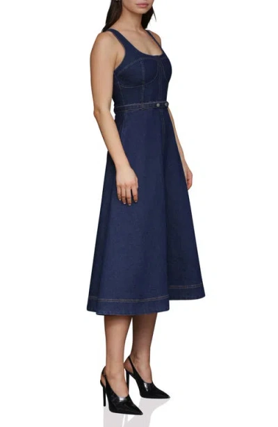 Avec Les Filles Belted Bustier Denim Dress In Blue