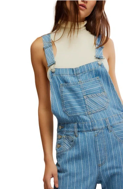 Free People Ziggy Stripe Denim Overalls