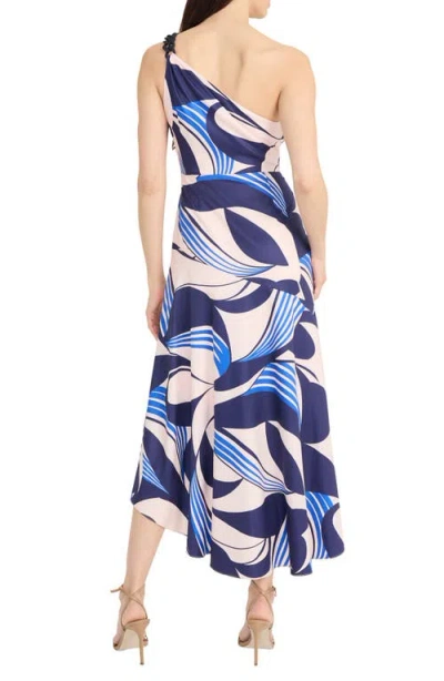 Maggy London Abstract Print Asymmetric Midi Dress