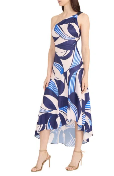 Maggy London Abstract Print Asymmetric Midi Dress