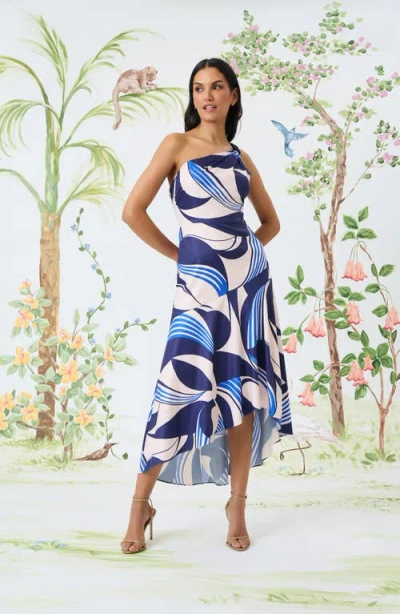 Maggy London Abstract Print Asymmetric Midi Dress