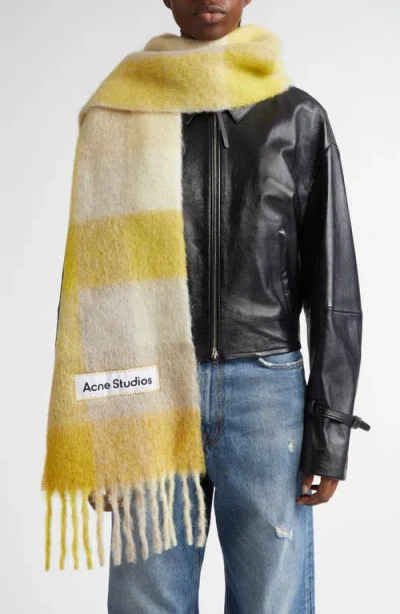 Acne Studios Vally Plaid Alpaca, Wool & Mohair Blend Scarf