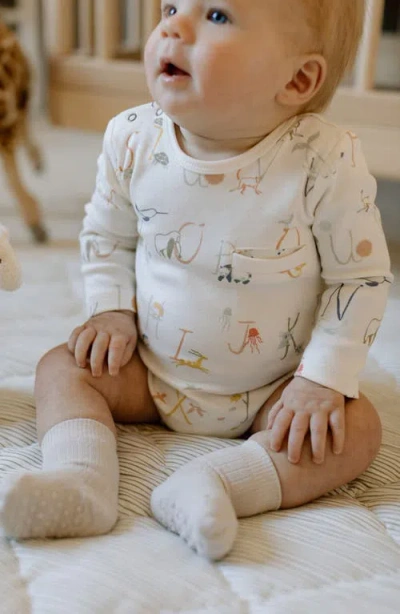 Pehr Shoulder Snap Pocket Organic Cotton Bodysuit In White