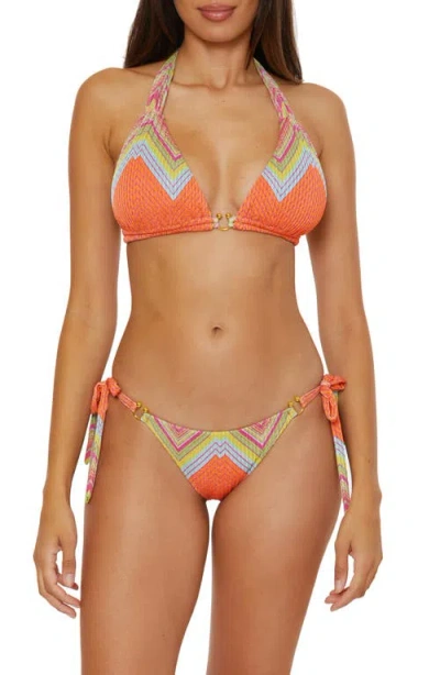 Becca Summer Sunrise Metallic Triangle Bikini Top In Multi