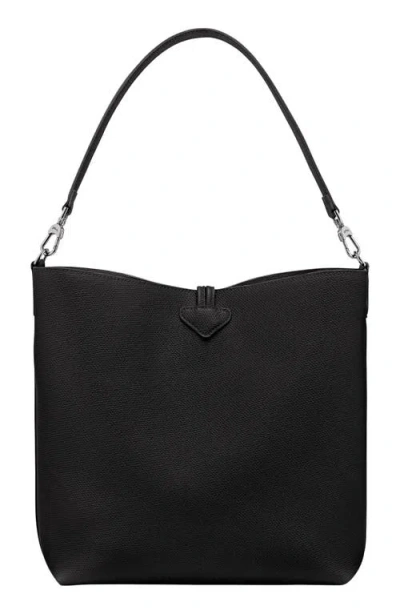 Longchamp Medium Le Roseau Leather Hobo Bag In Black