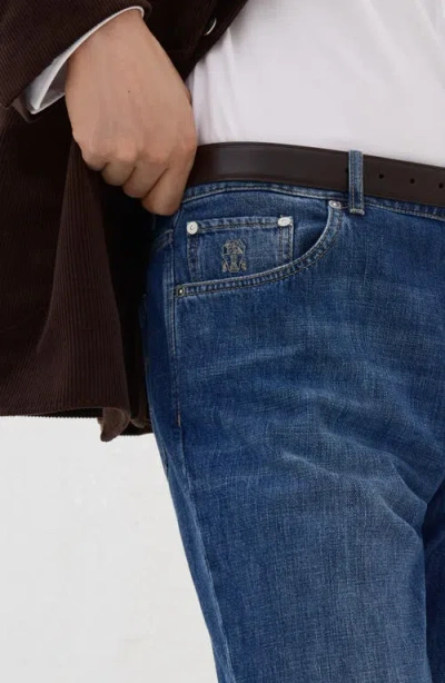 Brunello Cucinelli Relaxed-fit Denim Trousers With Rolled Cuffs In Blue