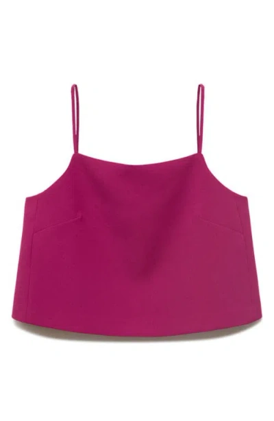 Mango Button Back Crop Camisole In Pink