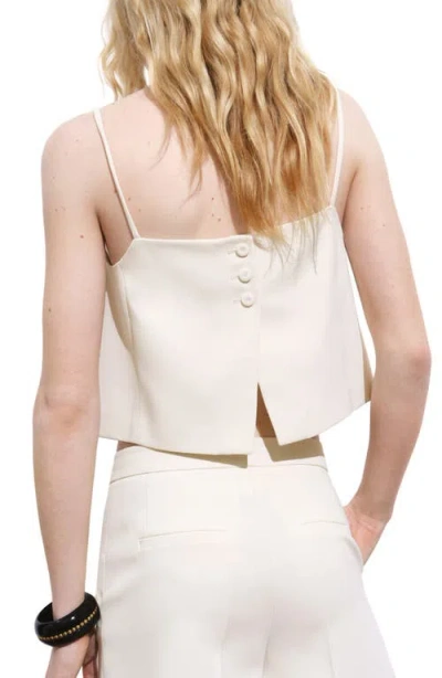Mango Button Back Crop Camisole In White