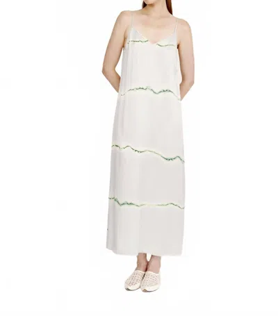 Raquel Allegra Normandie Maxi Dress In Ice Blue And Jade In White