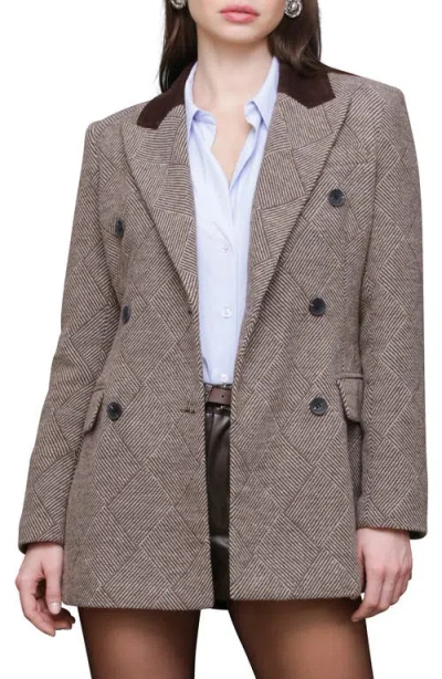 Avec Les Filles Women's Double-breasted Blazer Coat In Brown