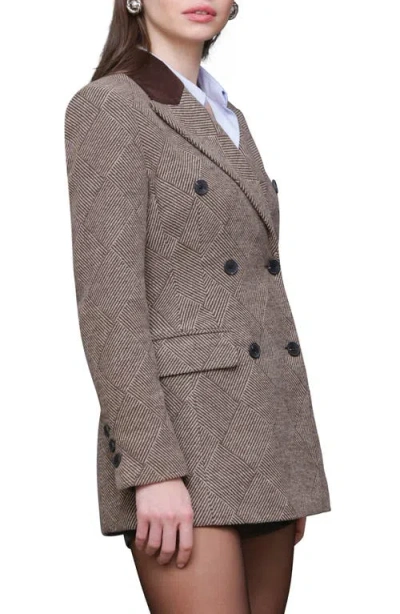 Avec Les Filles Women's Double-breasted Blazer Coat In Brown