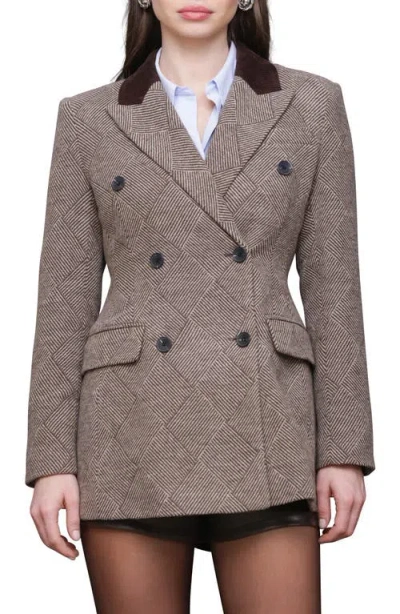 Avec Les Filles Women's Double-breasted Blazer Coat In Brown