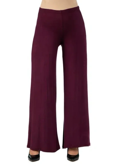 24seven Comfort Apparel Women's Palazzo Pants In Burgundy