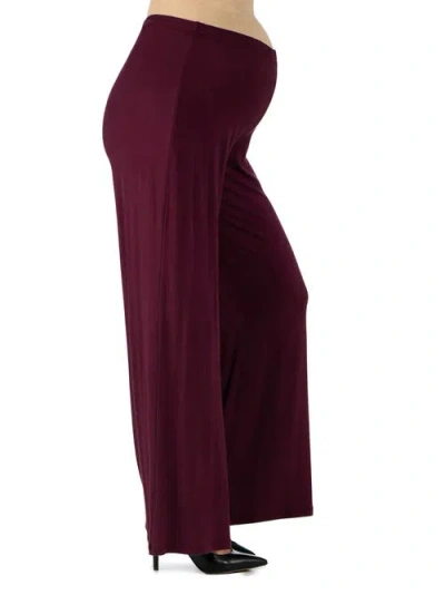 24seven Comfort Apparel Women's Palazzo Pants In Burgundy